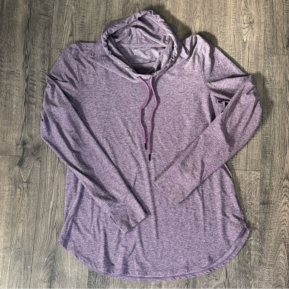 Market & Spruce Purple Long Sleeve Cow Neck Athletic Top